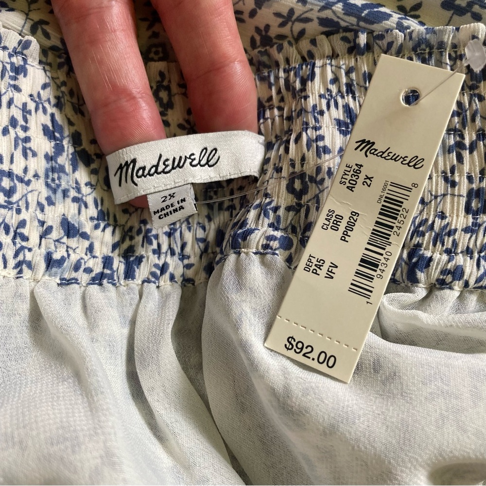 Madewell Tiered Peasant Flowy Blue & White Floral Midi Skirt, NWT Sz 2XL - Picture 13 of 13